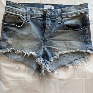 Pistola Frayed Hem Jean Shorts in Light Blue